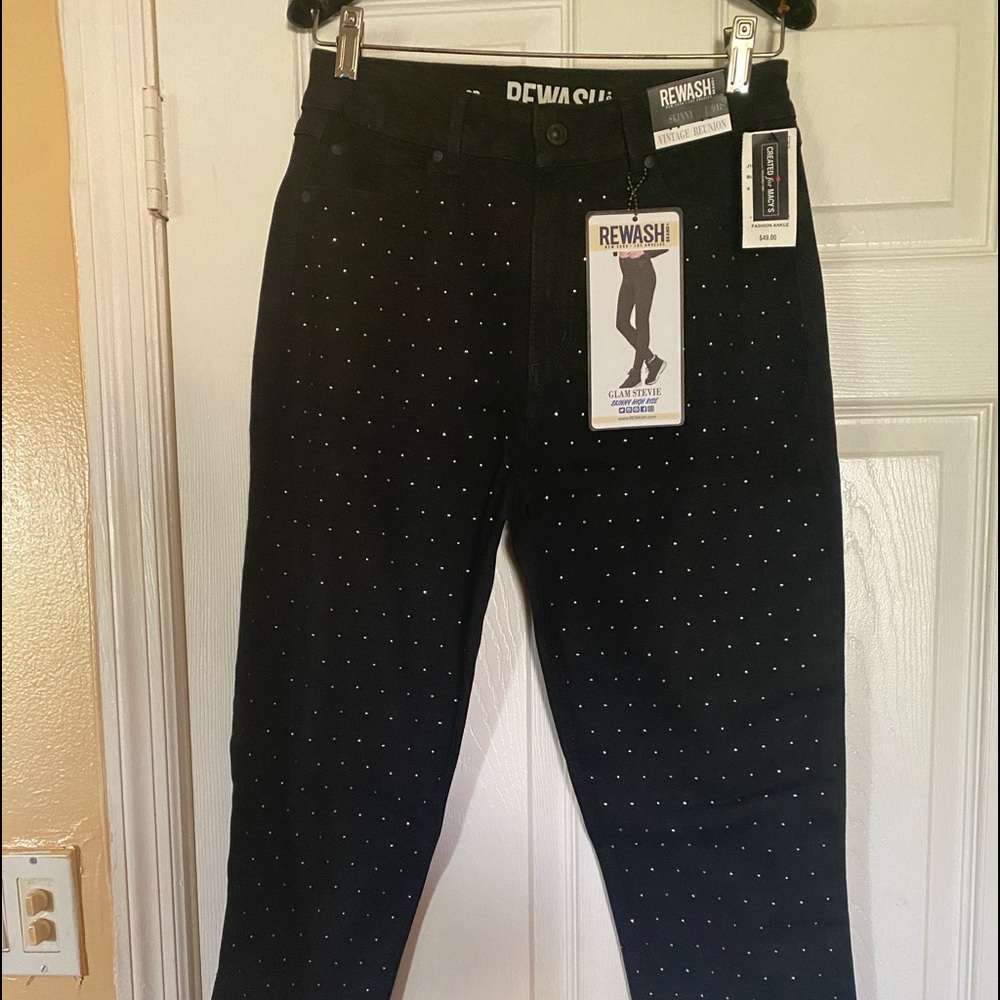Brand new Rewash jeans rhinestones all over
